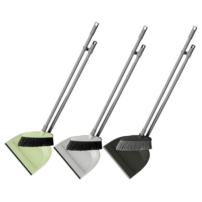 Комплект для уборки пола York "Лень" (щетка+совок), пластик, резиновый край, 92*24*22 см