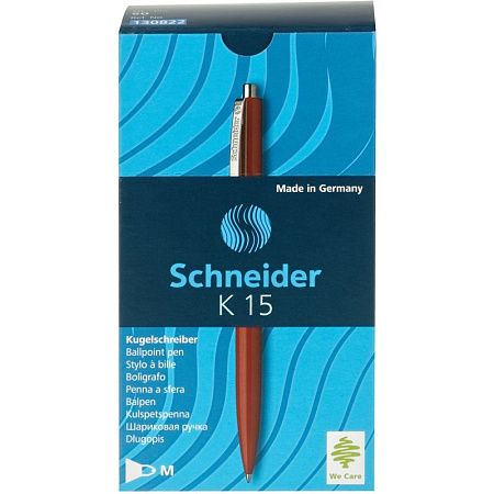 Ручка шариковая автоматическая Schneider "K15" синяя, 1,0мм, корпус красный, ш/к 