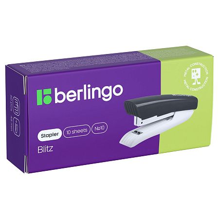 Степлер №10 Berlingo "Blitz" до 10л., пластиковый корпус, черный