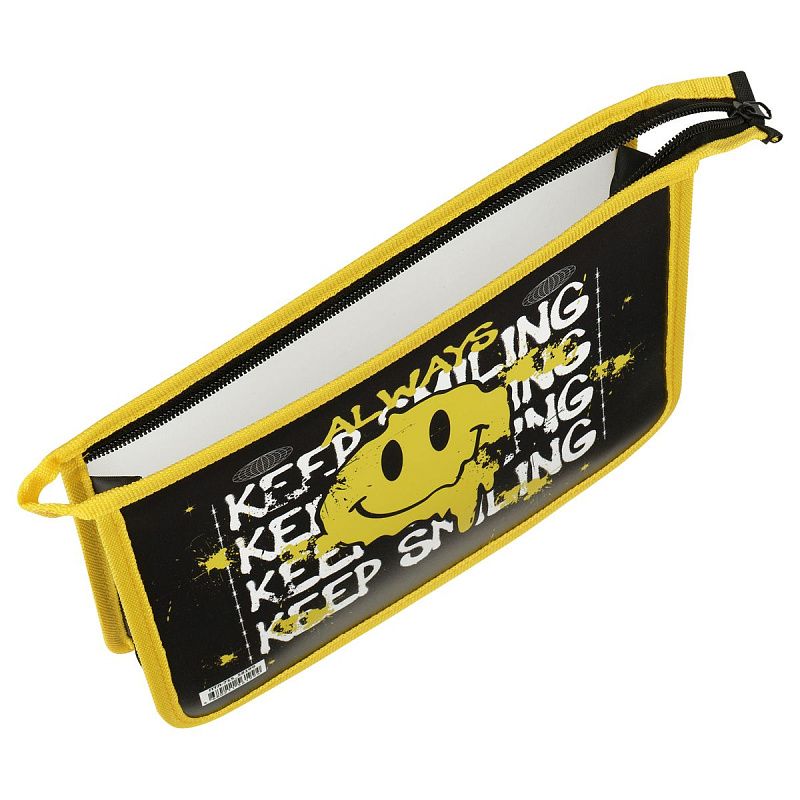 Папка для тетрадей 1 отделение, А5, ArtSpace "Keep Smiling", пластик, на молнии 
