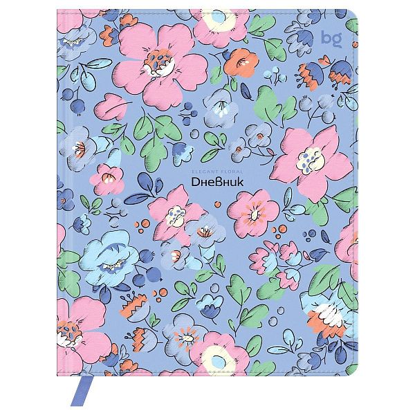 Дневник 1-11 кл. 48л. (твердый) BG "Цветочный мотив", иск. кожа (балакрон), печать, ляссе
