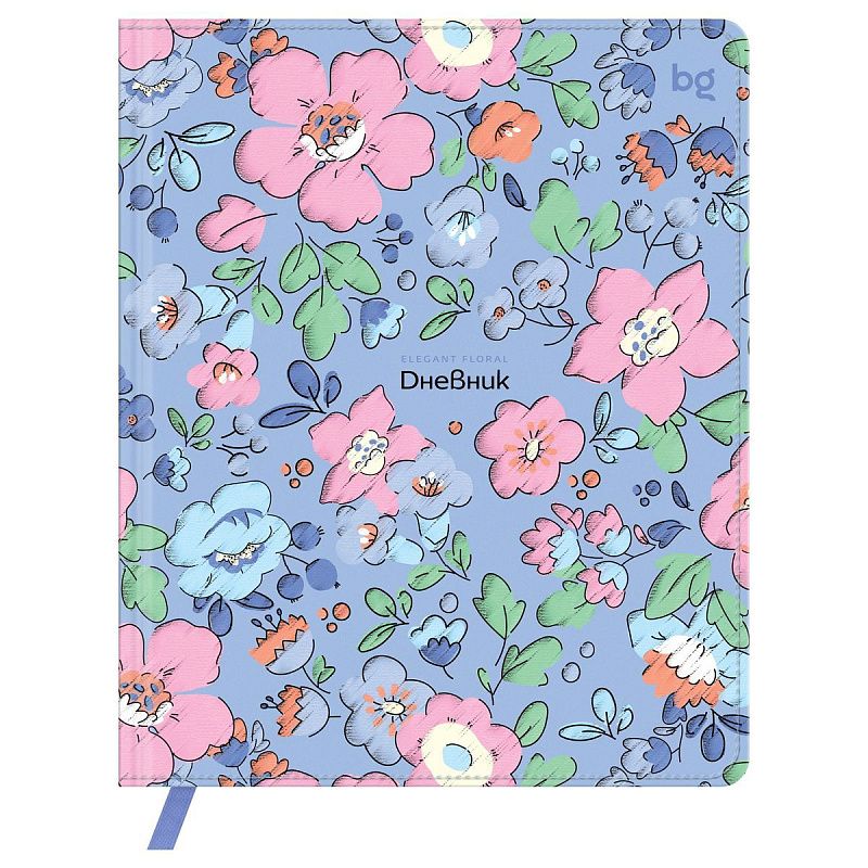 Дневник 1-11 кл. 48л. (твердый) BG "Цветочный мотив", иск. кожа (балакрон), печать, ляссе