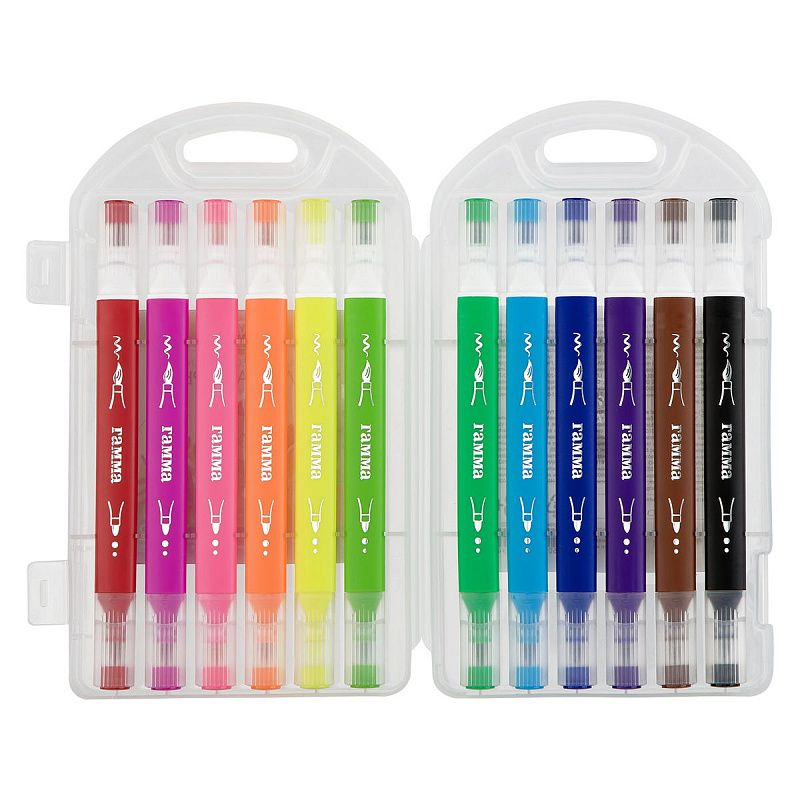 Фломастеры двусторонние Гамма "Классические", 12цв., суперсмываемые, пластик.бокс, т/у