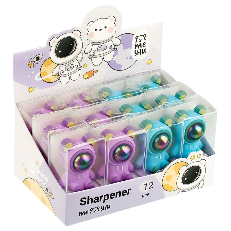 Точилка пластиковая MESHU "Cute Bear", 1 отверстие, ассорти 
