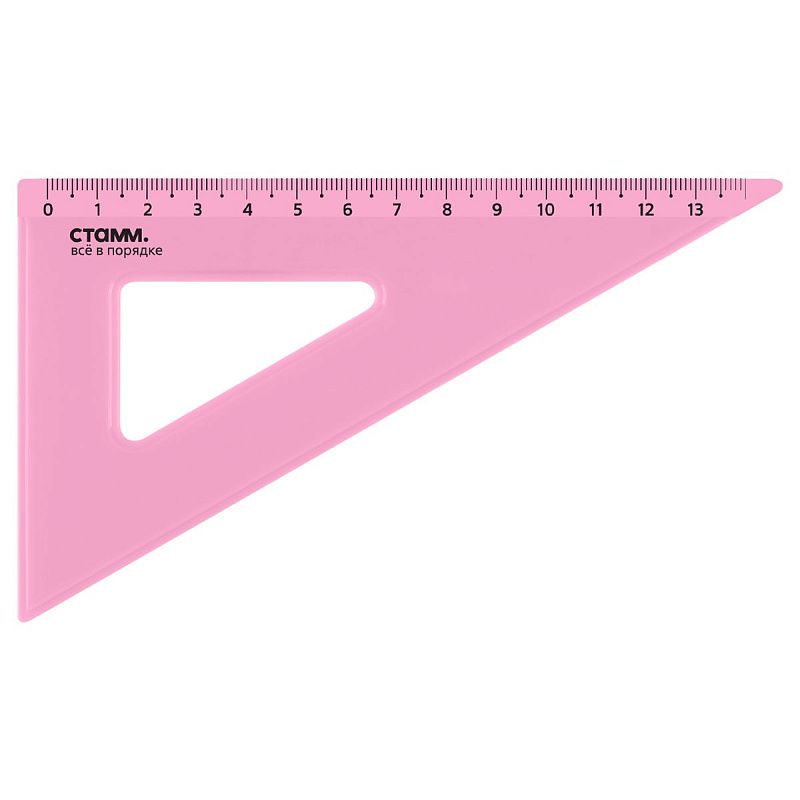 Треугольник 30°, 13см СТАММ, пластиковый, прозрачный, неоновые цвета, ассорти 