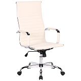 Кресло руководителя Helmi HL-E17 "Slim", экокожа бежевая, хром
