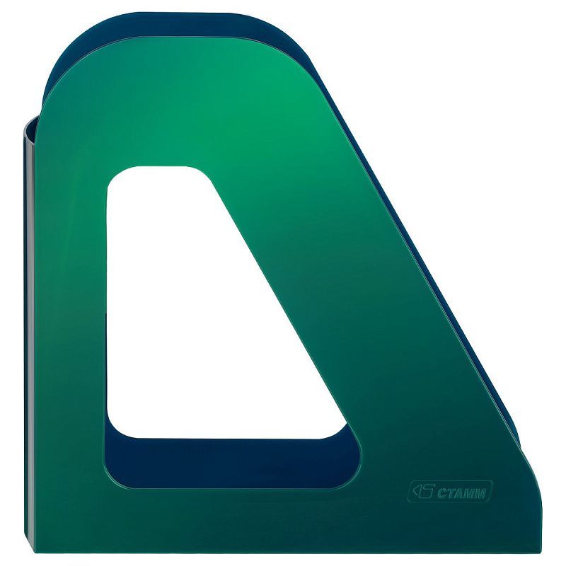 Лоток для бумаг вертикальный СТАММ "Фаворит", зеленый хамелеон, ширина 90мм