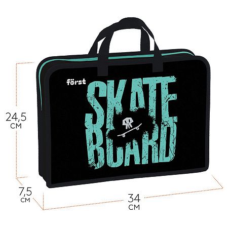 Папка с ручками 1 отделение, А4 Först "Skateboard", 340*245*75мм, пластик, на молнии 