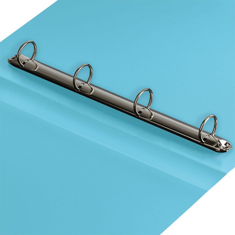 Папка на 4 кольцах СТАММ А4, 40мм, 500мкм, пластик, пастель, голубая 