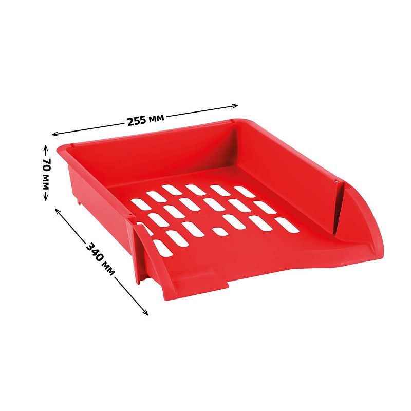 Лоток для бумаг горизонтальный СТАММ "Лидер", красный