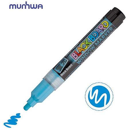 Маркер меловой MunHwa "Black Board Marker" голубой, 3мм, водная основа 
