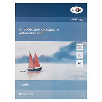 Альбом для акварели, 20л., А3, на склейке Гамма "Студия", 200г/м2, среднее зерно