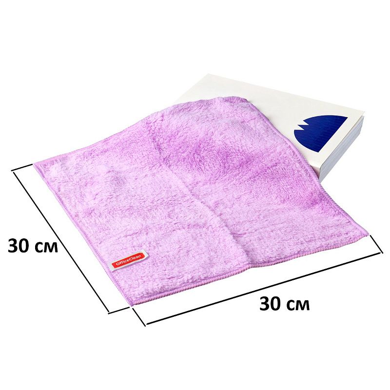 Салфетки для уборки OfficeClean, "Универсальные", набор 5шт., мягкая микрофибра, 30*30см, европодвес, цвет ассорти