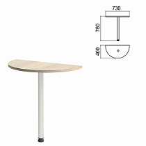 картинка Стол приставной полукруг "Арго", 730х400х760 мм, ясень шимо/опора хром (КОМПЛЕКТ) от магазина
