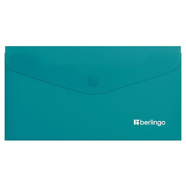 Папка-конверт на кнопке Berlingo "Soft Touch", C6, 200мкм, софт-тач, бирюзовая