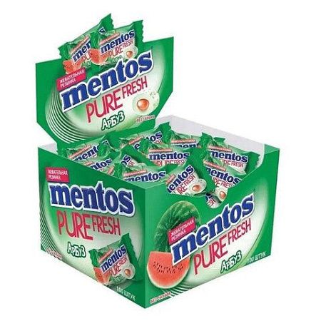 Жевательная резинка MENTOS (Ментос) "Pure White" со вкусом Арбуза, 100 мини-упаковок по 2 г