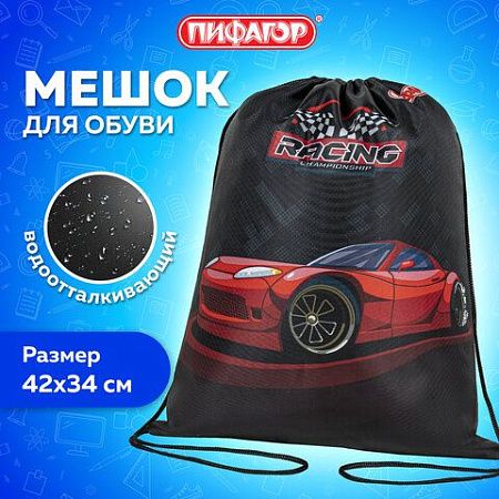 Мешок для обуви ПИФАГОР, 1 отделение, 42х34 см, "Rocket car", 271605 