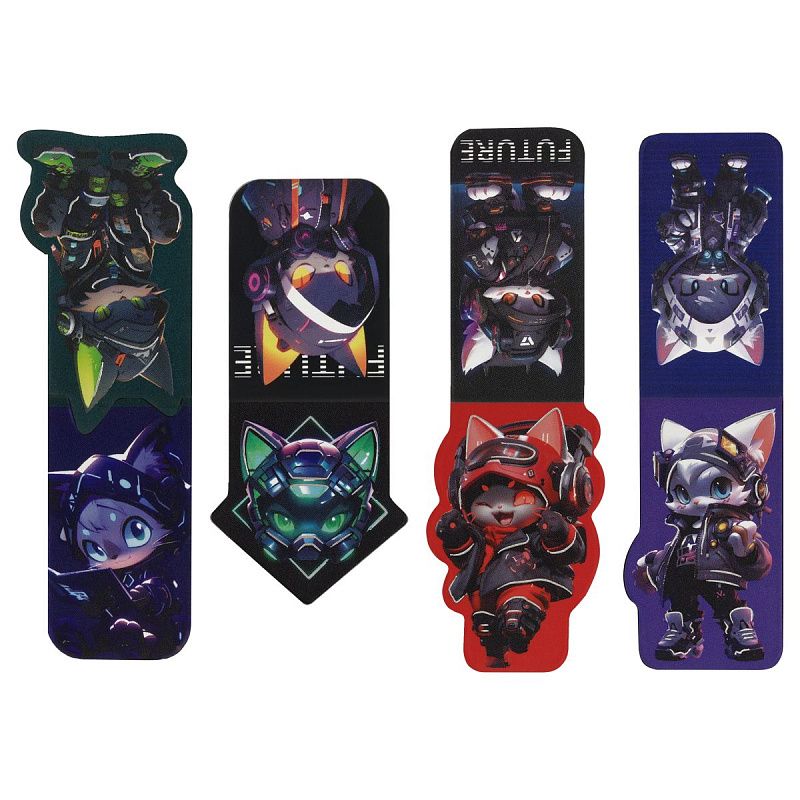 Закладки магнитные для книг, 4шт., MESHU "Future", матовая ламинация, фольга 