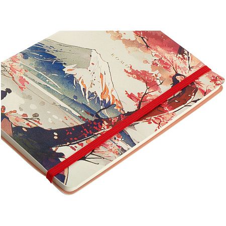 Записная книжка А5 80л. ЛАЙТ, кожзам, Greenwich Line "Sakura. Lonely mountain", с резинкой, тиснение фольгой, блок в линию