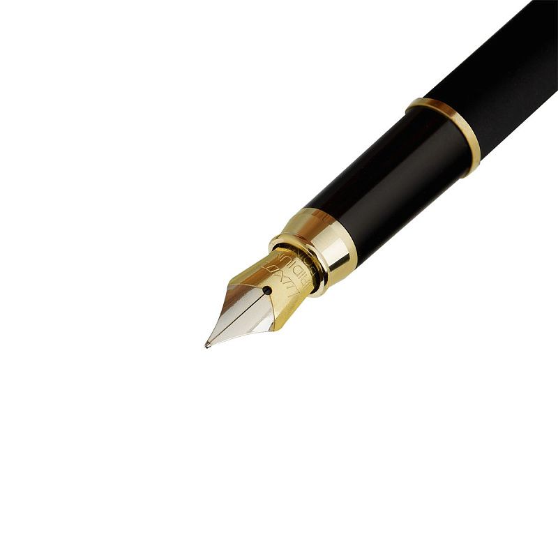 Ручка перьевая Luxor  "Marvel" синяя, 0,8мм,  корпус черный/золото, футляр 