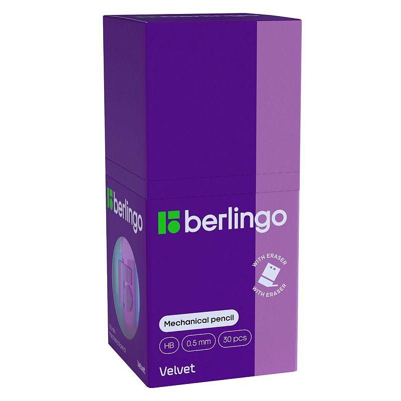 Карандаш механический Berlingo "Velvet" 0,5мм, с ластиком, ассорти 