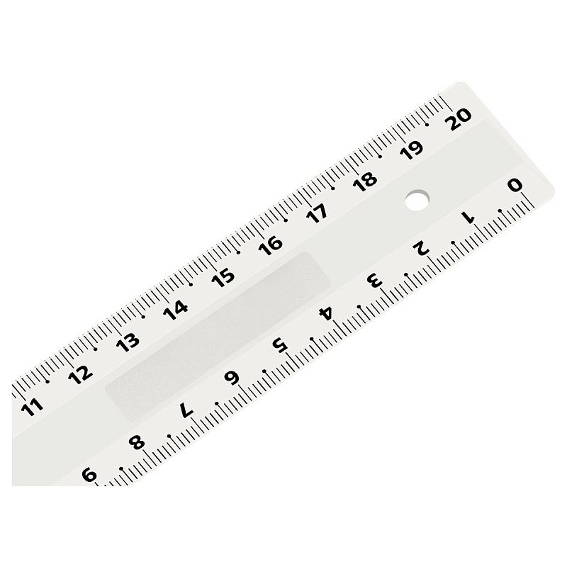 Линейка 20см СТАММ, пластиковая, 2 шкалы, прозрачная, бесцветная, европодвес 