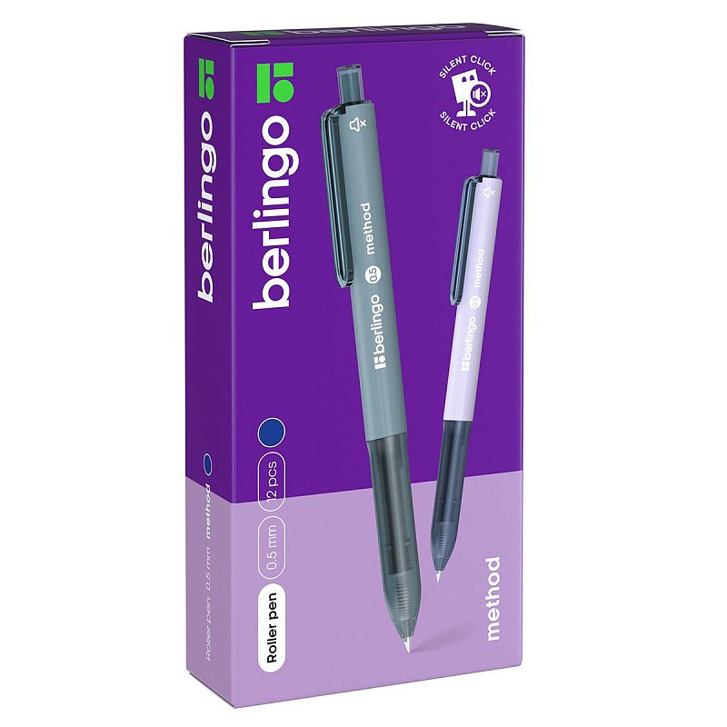 Ручка-роллер автоматическая Berlingo "Method" синяя, 0,5мм 
