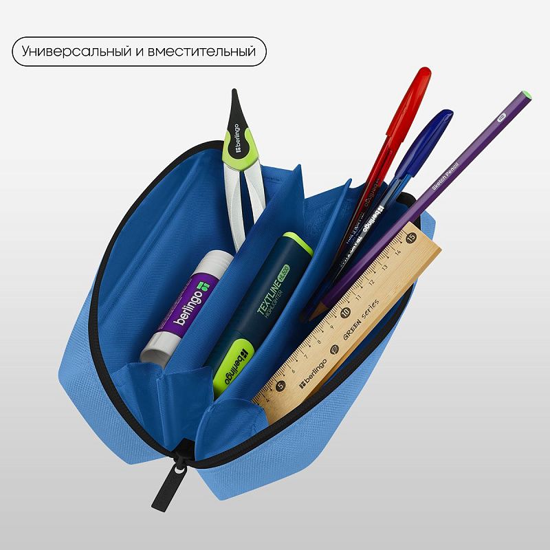 Пенал мягкий 1 отделение, 205*60*65 мм, Berlingo "Light blue", полиэстер 