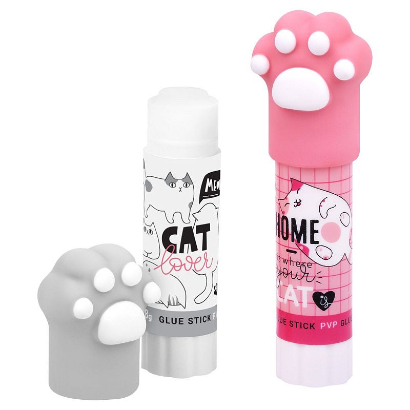 Клей-карандаш MeShu с топпером "Paw" ассорти, 8г., дисплей бокс, ПВП