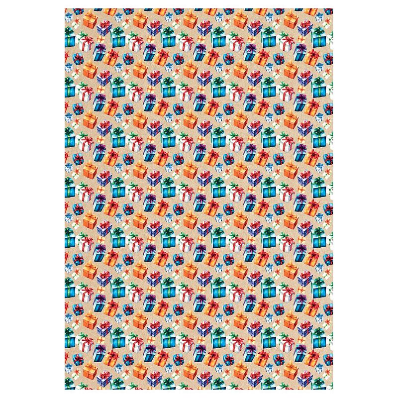 Упаковочная бумага крафт 70*100см, MESHU "Happy birthday", 70 г/м2, ассорти, 4 дизайна