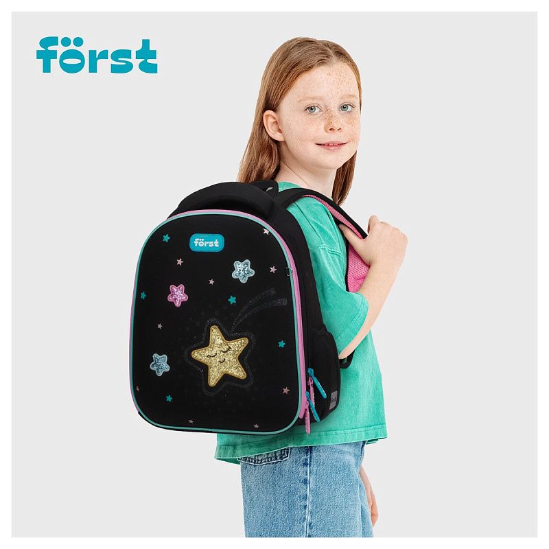 Ранец Först F-Top облегченный "Stars" 36*28*15см, 2 отделения, 2 кармана, анатомическая спинка 