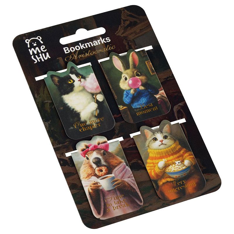 Закладки магнитные для книг, 4шт., MESHU "Aristocratic", матовая ламинация, фольга 