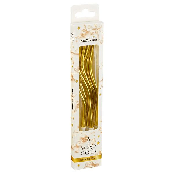 Свечи для торта с держателями MESHU "Wave gold", 13см, 6шт