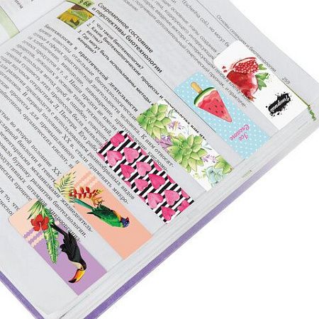 Закладки для книг МАГНИТНЫЕ, "MIX", набор 30 шт., 60x20 мм, BRAUBERG, 113175 