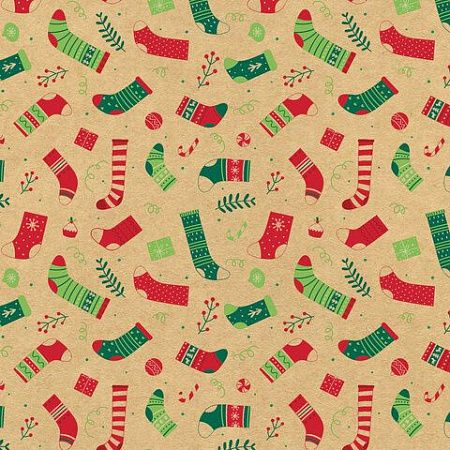 Бумага упаковочная новогодняя "Christmas Kraft", 70х100 см, 10 дизайнов ассорти, ЗОЛОТАЯ СКАЗКА, 592053