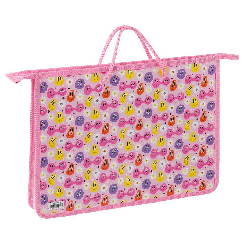 Папка с ручками А4 ArtSpace "Smile", пластик, на молнии, 45мм 