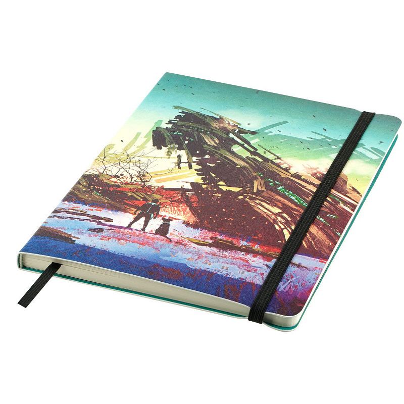 Записная книжка А5 80л. ЛАЙТ, кожзам, Greenwich Line "Future. Broken spaceship", с резинкой, тиснение фольгой, блок в линию