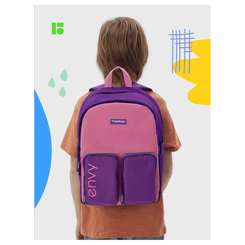 Рюкзак Berlingo "Envy" 2 отделения, 4 кармана, уплотненная спинка, 39*28*17см, розовый 