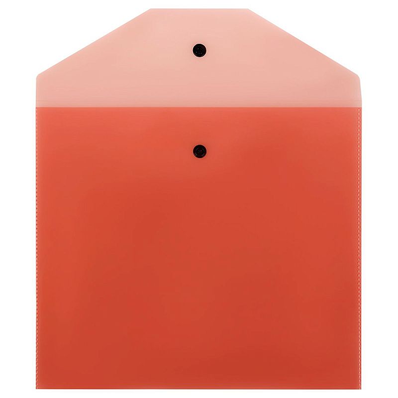 Папка-конверт на кнопке СТАММ А5+, 120мкм, пластик, прозрачная, красная 