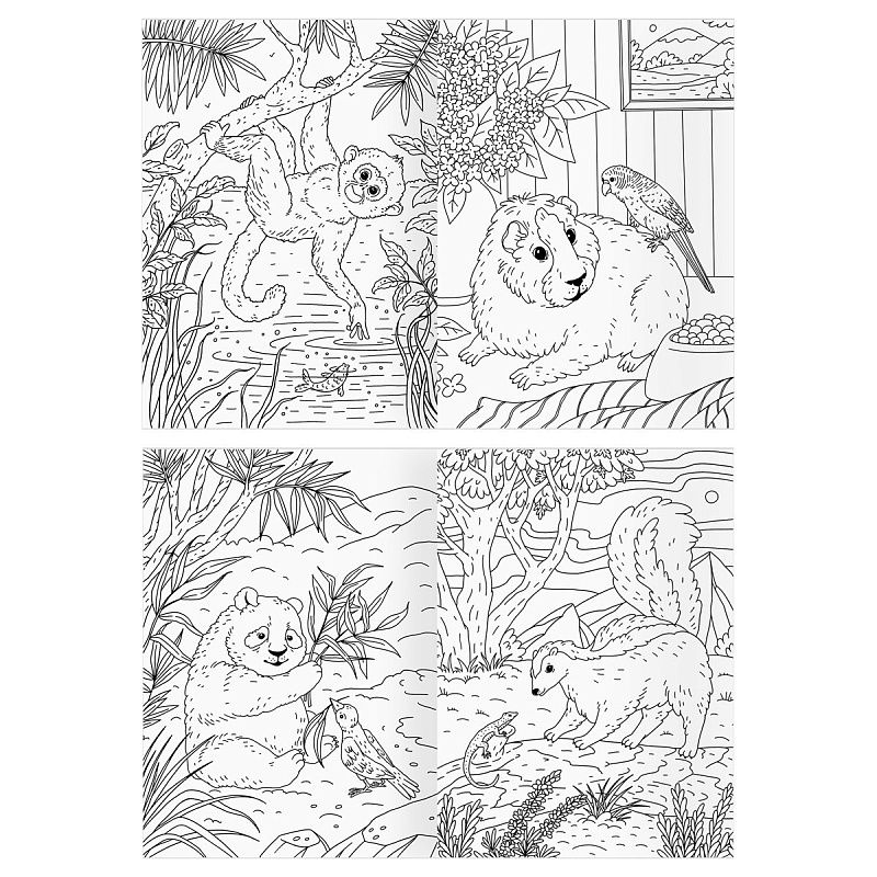 Раскраска А4, 16 стр., ТРИ СОВЫ "Для творчества и вдохновения. Пушистые истории"