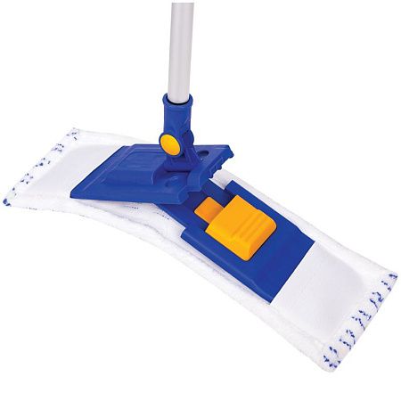 Швабра OfficeClean Professional, телеск. ручка,пласт. держ. 40см, насадка МОП микрофибра/абразив(карман)