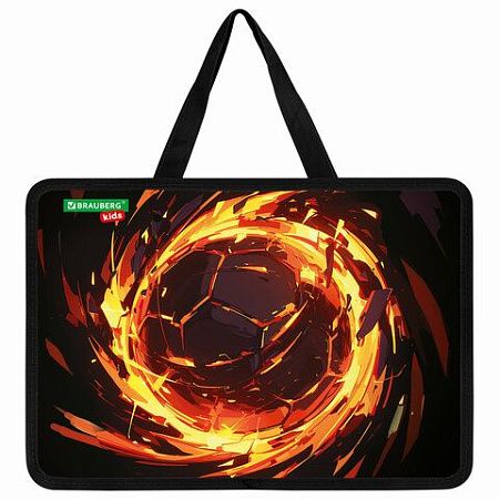 Папка на молнии с ручками BRAUBERG KIDS А4, 1 отделение, пластик, 100 мм, "Fire split", 273378 