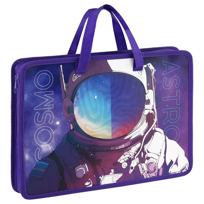 Папка с ручками А4 ArtSpace "Spaceman", пластик, на молнии, 45мм 