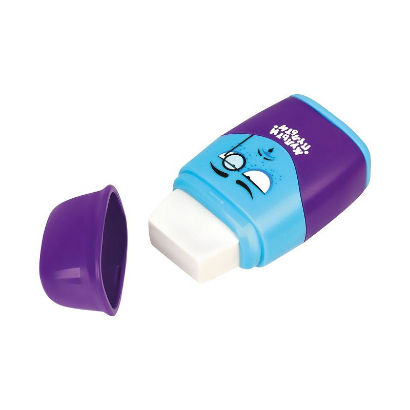 Точилка пластиковая с ластиком Мульти-Пульти "Человечки" 2 отверстия, контейнер, ассорти 