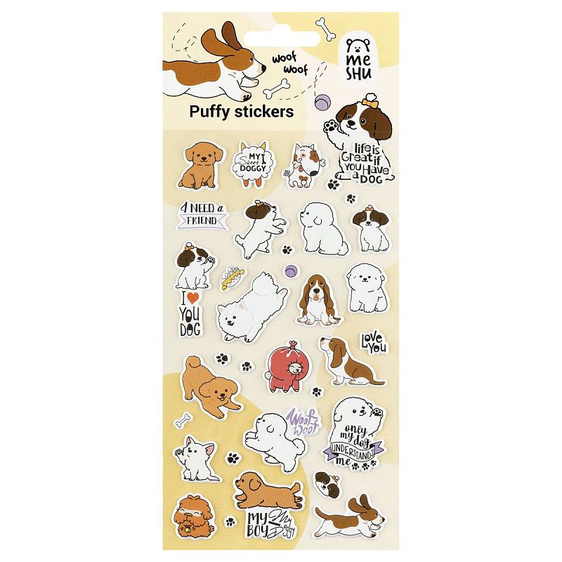 Наклейки объемные MESHU "Best friend", 10*23см, пакет европодвес