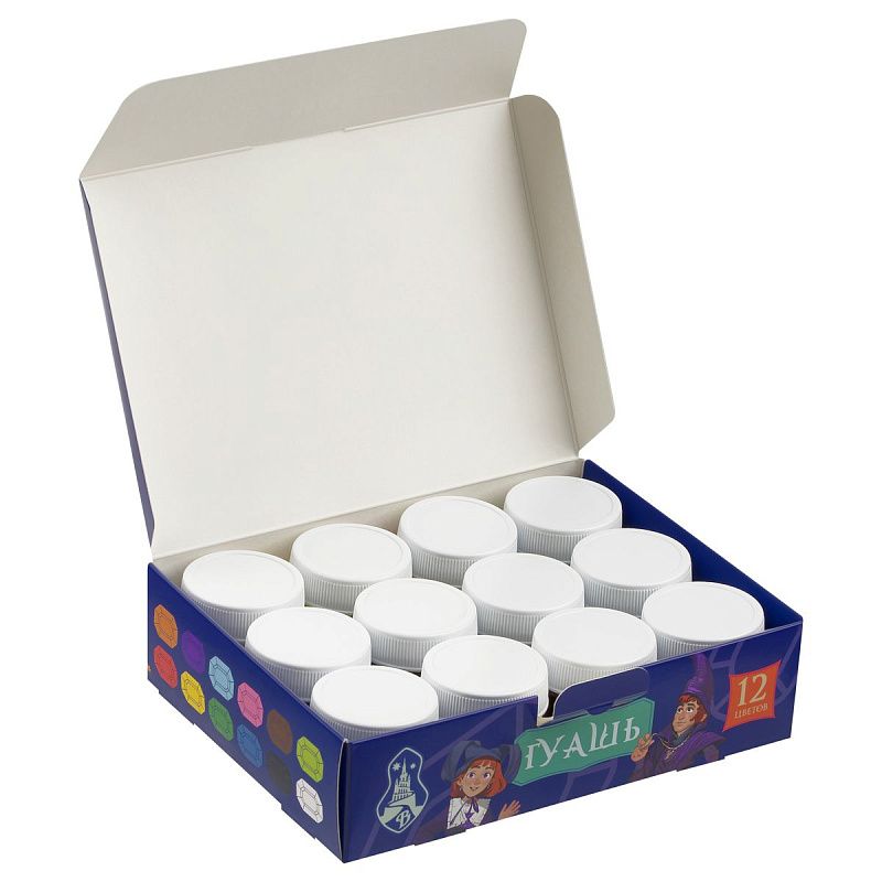 Гуашь с наклейками Мульти-Пульти "Волшебник Изумрудного Города", 12 цветов, 17,5мл, картон