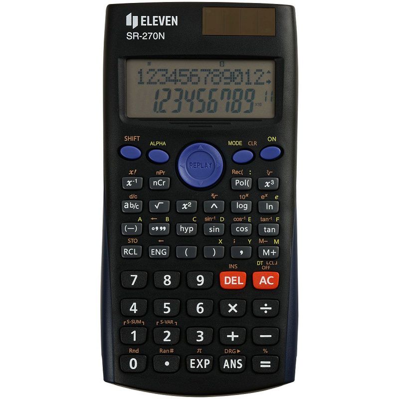 Калькулятор научный Eleven SR-270N, 10+2 разрядов, 240 функций, двойное питание, 82*162*16мм, черный