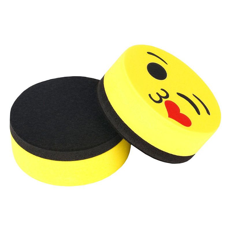 Губка-стиратель для досок OfficeSpace "Смайлик" 50мм, на магните, материал EVA, желтый, европодвес