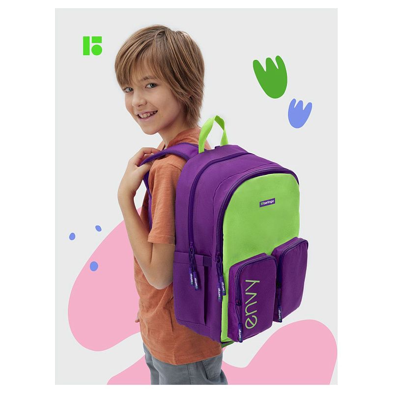 Рюкзак Berlingo "Envy" 2 отделения, 4 кармана, уплотненная спинка, 39*28*17см, зеленый 