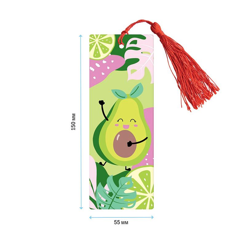 Закладка для книг 3D с линейкой, 150*55мм, ArtSpace "Avocado", декоративный шнурок 